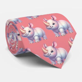 Pink Rhino Rhinoceros Rhinos Kawaii Niedlich Neck  Krawatte