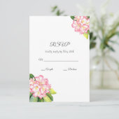 'Pink Rhod' Wasserfarbe RSVP Karte (Stehend Vorderseite)