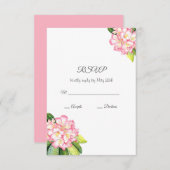 'Pink Rhod' Wasserfarbe RSVP Karte (Vorne/Hinten)