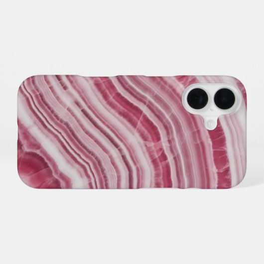 Pink Rhodochrosite Marble Agate Stone Pattern iPhone 16 Hülle (Rückseite (Horizontal))