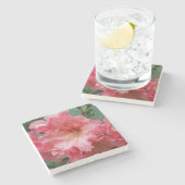 Pink Rhododendron Bloom Floral Steinuntersetzer (Seitenansicht)