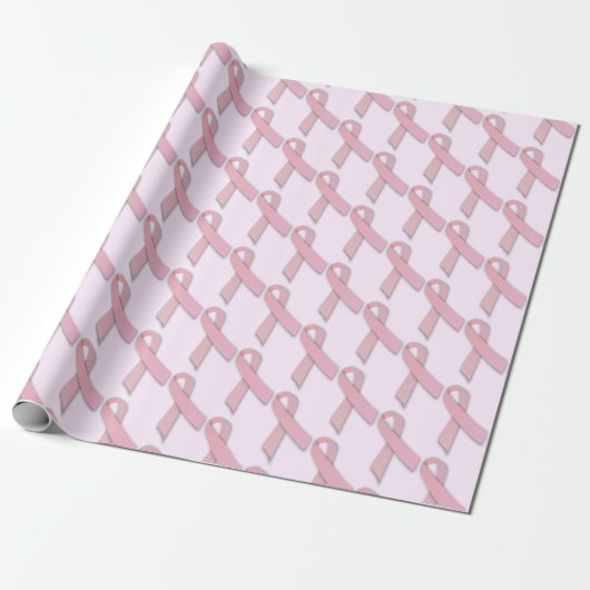 Pink Ribbbons gepolstertes Muster Geschenkpapier (Ungerollt)