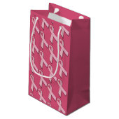 Pink Ribbbons gepolstertes Muster Kleine Geschenktüte (Rückseite Schrägansicht)