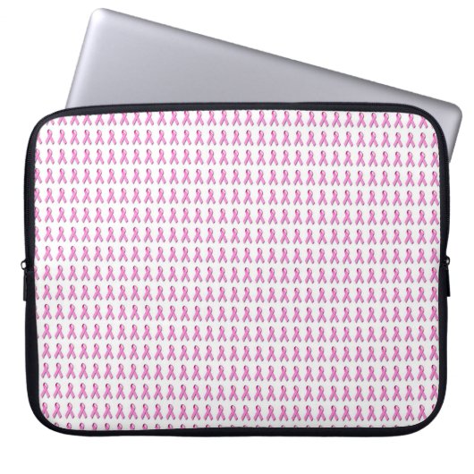 Pink Ribbbons gepolstertes Muster Laptopschutzhülle (Vorderseite)