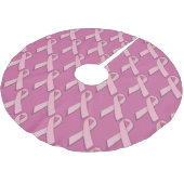 Pink Ribbbons gepolstertes Muster Polyester Weihnachtsbaumdecke (Schrägansicht)