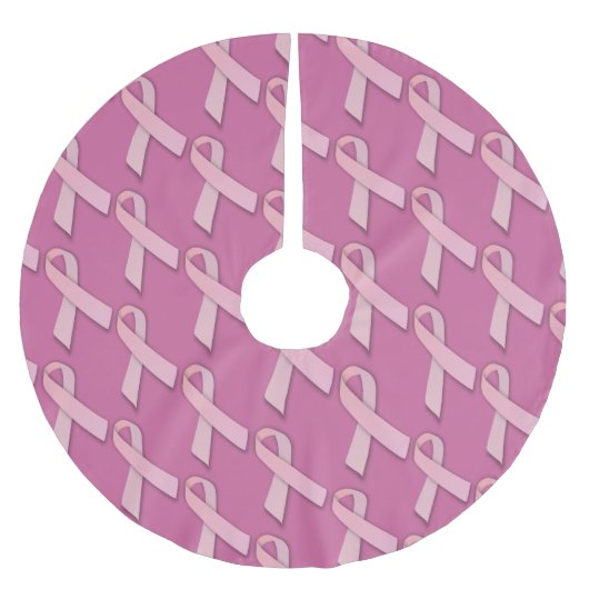 Pink Ribbbons gepolstertes Muster Polyester Weihnachtsbaumdecke (Vorderseite)