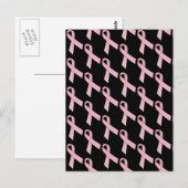 Pink Ribbbons gepolstertes Muster Postkarte (Vorne/Hinten)