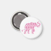 Pink Ribbin Elephant Magnet (Vorderseite/Rückseite)