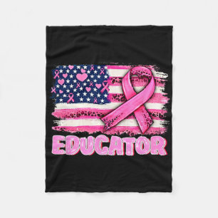 Pink Ribbon American Flag Educator Brustkrebs A Fleecedecke