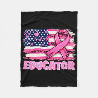 Pink Ribbon American Flag Educator Brustkrebs A Fleecedecke