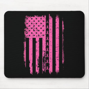 Pink Ribbon American Flag USA Brustkrebs Awaren Mousepad