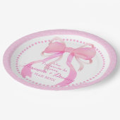 Pink Ribbon Baby Duschpapiertafel Pappteller (Schrägansicht)