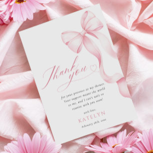 Pink Ribbon Babydusche Danke Karte