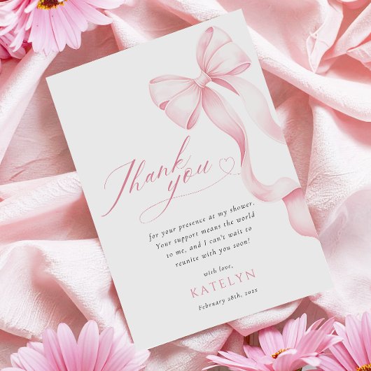 Pink Ribbon Babydusche Danke Karte