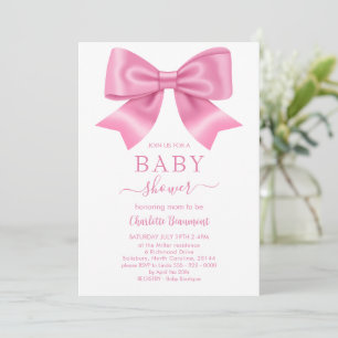 Pink Ribbon Babydusche Einladung
