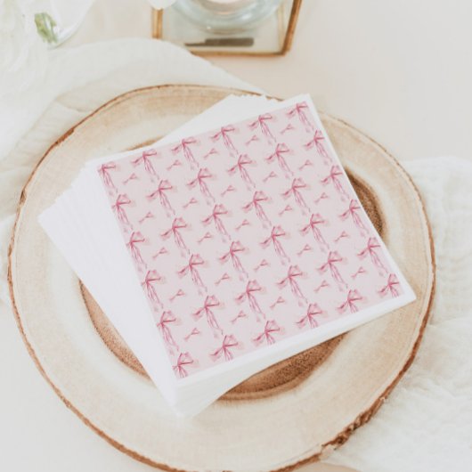 Pink Ribbon Babydusche Papier Napkins Girl Bow Serviette