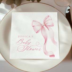 Pink Ribbon Babydusche Papier Napkins Serviette