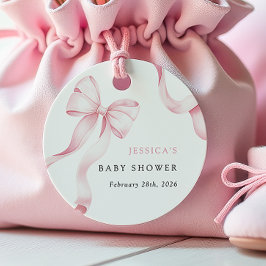 Pink Ribbon Babydusche-Tags Geschenkanhänger