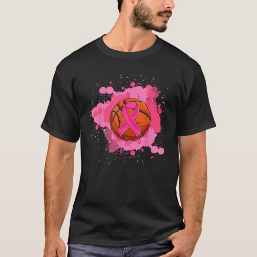 Pink Ribbon Basketball Brustkrebs Bewusstsein T T-Shirt (Vorderseite)