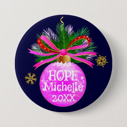 Pink Ribbon Bauble Button (Vorderseite)