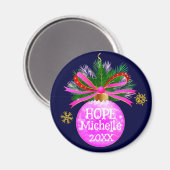 Pink Ribbon Bauble Magnet (Vorderseite/Rückseite)