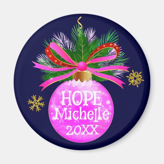 Pink Ribbon Bauble Magnet (Vorne)