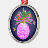 Pink Ribbon Bauble Ornament Aus Metall (Links)