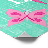 Pink Ribbon Bewusstsein Inspiration Wörter Poster (Ecke)