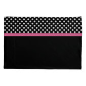 Pink Ribbon Black & White Polka Dots Name Kissenbezug (Rückseite-Links)