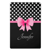 Pink Ribbon Black & White Polka Dots Name Mini Klemmbrett (Rückseite)