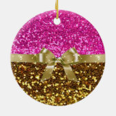 Pink Ribbon & Bow Baby Foto Ornament Keepake (Hinten)