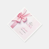 Pink Ribbon Bow Baby Shower It's a Girl Serviette (Ecke)
