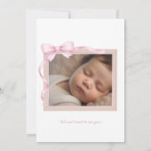 Pink Ribbon Bow Coquette First Birthday Invitation Einladung (Rückseite)