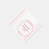 Pink Ribbon Bow First Birthday Square Sticker Serviette (Ecke)