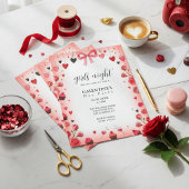 Pink Ribbon Bow Galentine's Invitation Einladung
