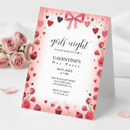 Pink Ribbon Bow Galentine's Invitation Einladung