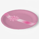 Pink Ribbon Bow Geburtstag Pappteller (Schrägansicht)