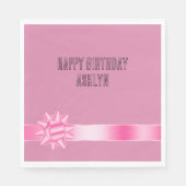 Pink Ribbon Bow Geburtstag Serviette (Vorderseite)