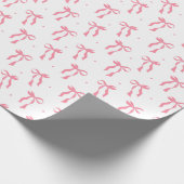 Pink Ribbon Bow Pattern White  Geschenkpapier (Ecke)
