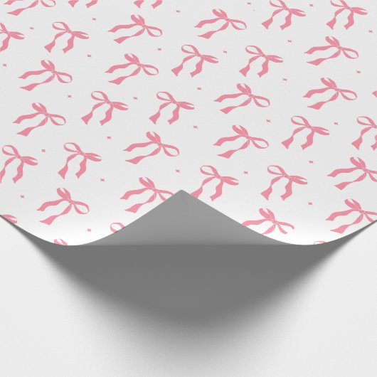 Pink Ribbon Bow Pattern White  Geschenkpapier (Ecke)