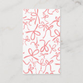 Pink Ribbon Bows Sweet Custom Feminine Niedlich Gi Visitenkarte (Rückseite)