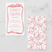 Pink Ribbon Bows Sweet Custom Feminine Niedlich Gi Visitenkarte (Vorne/Hinten)