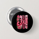 Pink Ribbon Boxing Gloves Leopard Brustkrebs Aw Button (Vorne & Hinten)
