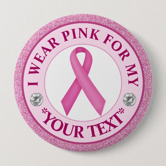 Pink Ribbon Breast Cancer Awareness Design Button (Vorderseite)