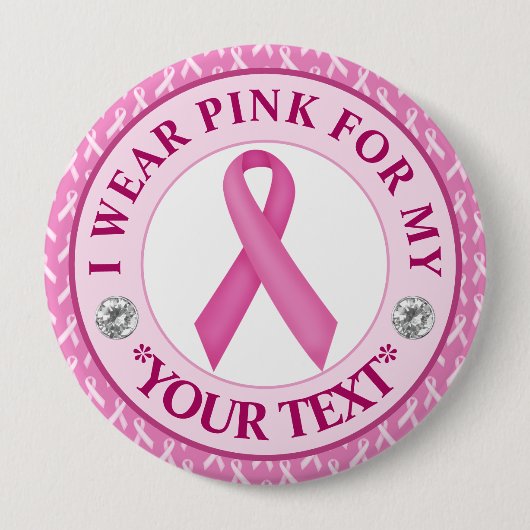 Pink Ribbon Breast Cancer Awareness Design Button (Vorderseite)