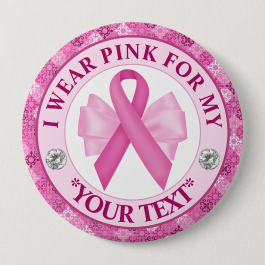 Pink Ribbon Breast Cancer Awareness Design Button (Vorderseite)