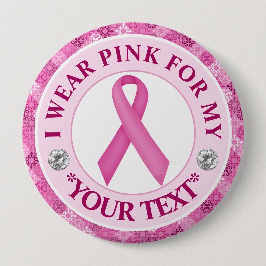 Pink Ribbon Breast Cancer Awareness Design Button (Vorderseite)