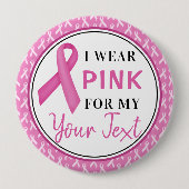 Pink Ribbon Breast Cancer Awareness Design Button (Vorderseite)