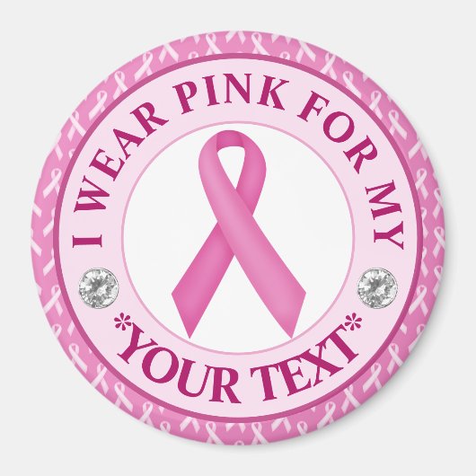 Pink Ribbon Breast Cancer Awareness Design Magnet (Vorne)
