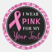 Pink Ribbon Breast Cancer Awareness Design Runder Aufkleber (Vorderseite)
